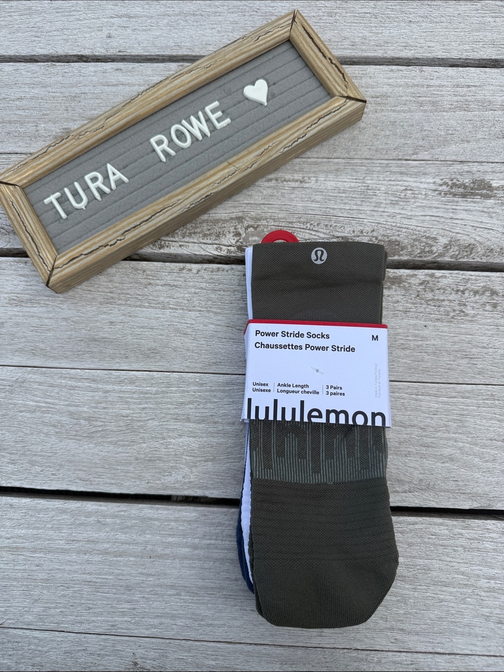Lululemon Power Stride Ankle Socks 3 Pack Army Green White Blue Size Medium nwt